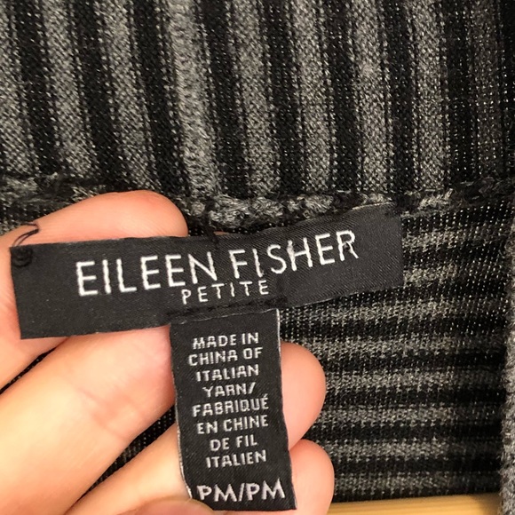 EILEEN FISHER Gray Long Striped Cardigan Size PM - Picture 6 of 8
